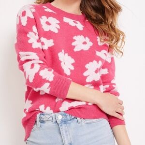 Maurices Pink Floral Crew Neck Sweater